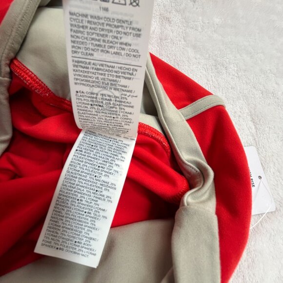 Athleta Ultra High Rise Elation 7/8 Tight Red Gray Stripe Large Yoga New $99 - Picture 3 of 8